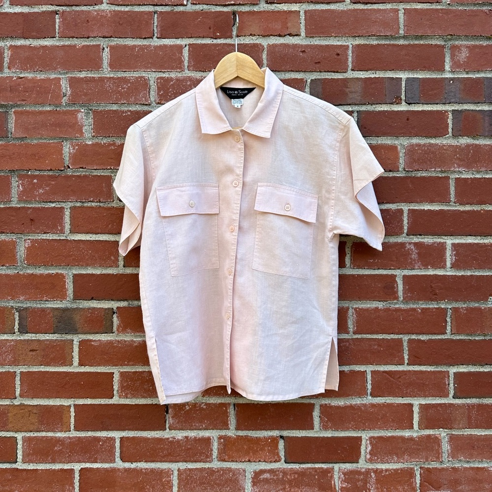 Vintage Lisa & Scott Linen Blouse. Pale pink. Size 4. Excellent condition.